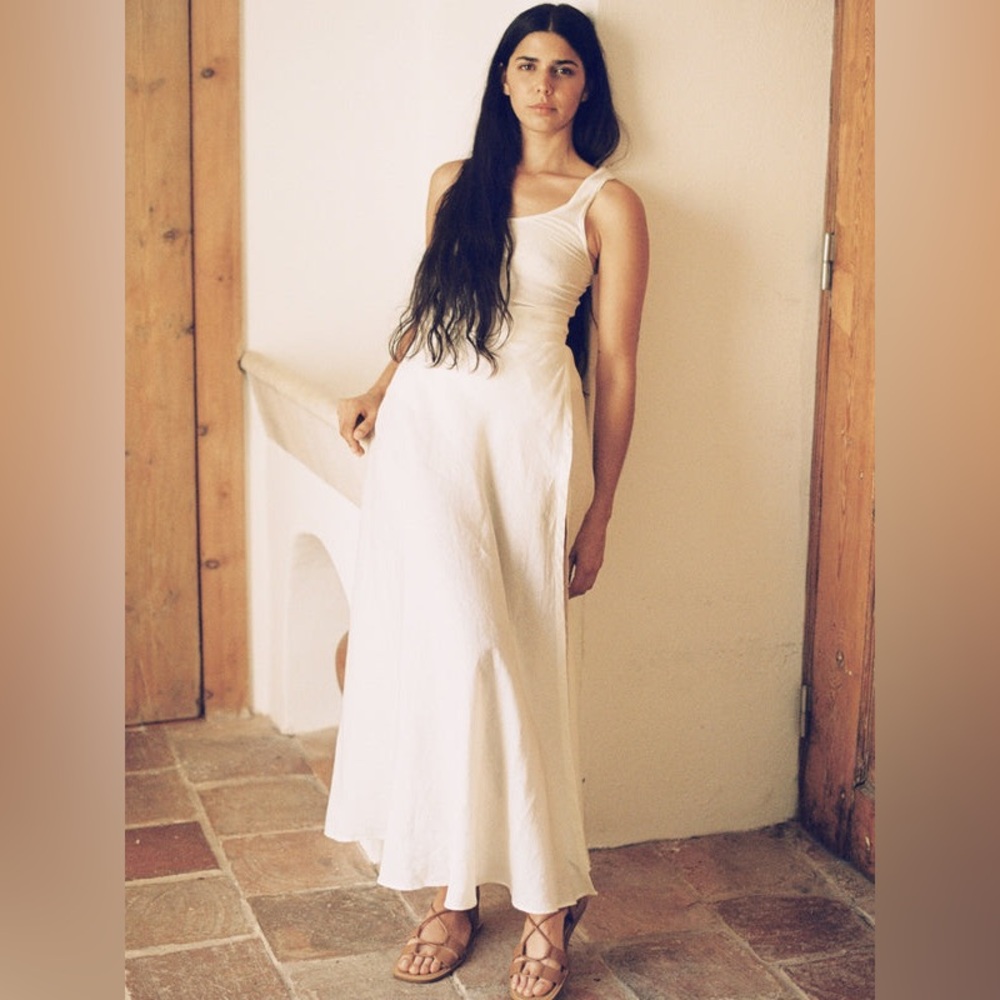 Ozma Linen Wrap Skirt White